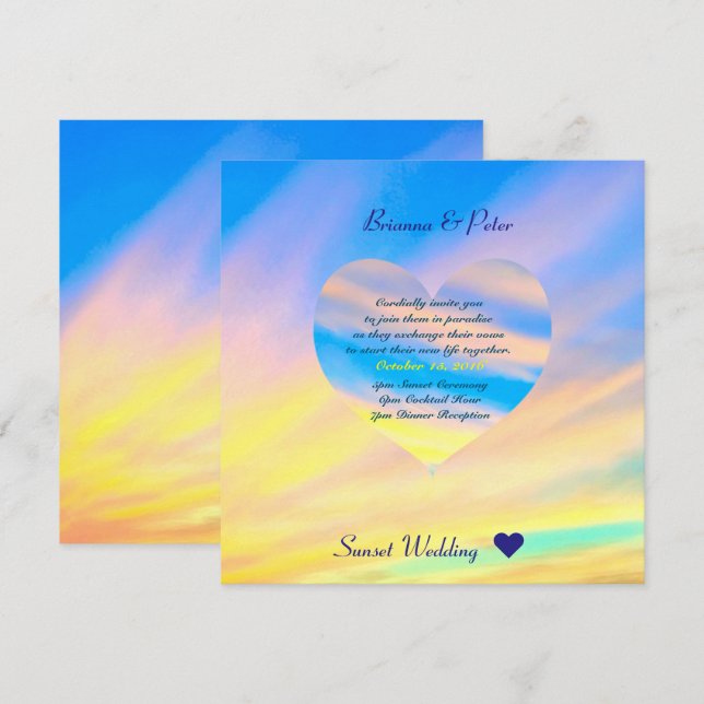 Sonnenuntergang | Einladung zur Hochzeit Semi Glos (Vorne/Hinten)