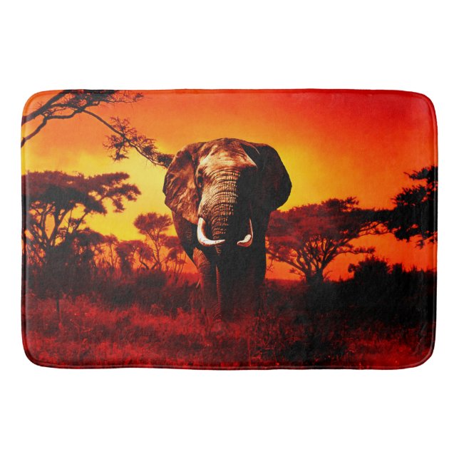 Sonnenuntergang-Elefant Badematte (Vorderseite)