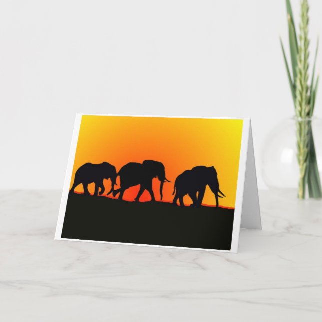 Sonnenuntergang-Elefant-Geburtstags-Karte Karte (Vorderseite)