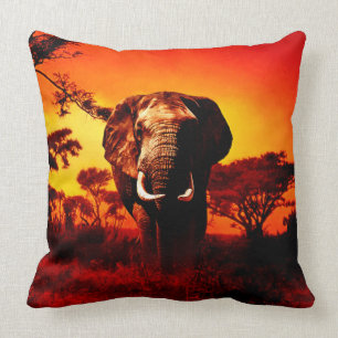Sonnenuntergang-Elefant Kissen