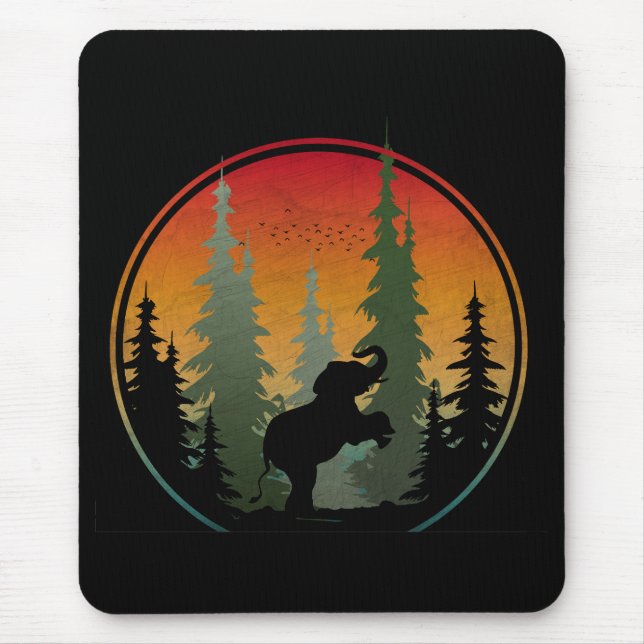 Sonnenuntergang Elefantenlandschaft Mousepad (Vorne)