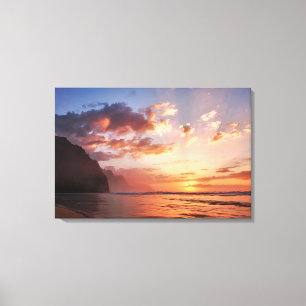 Sonnenuntergang entlang der Küste von Kauai Leinwanddruck