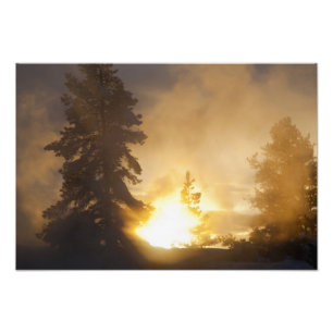 Sonnenuntergang färbt den Dampf über dem Lederbeck Fotodruck