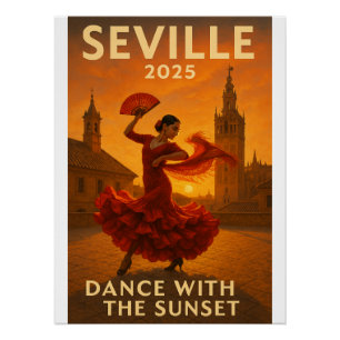 Sonnenuntergang Flamenco in Sevilla Poster