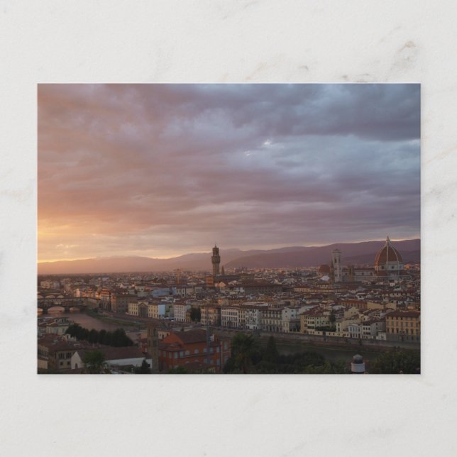 Sonnenuntergang Florenz, Italien Postkarte (Vorderseite)