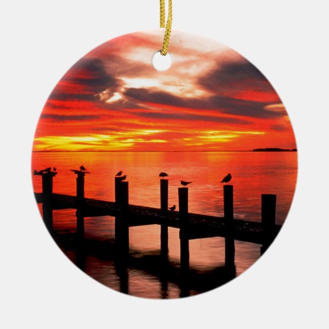Sonnenuntergang-Fort- Myersabschlussball Florida Keramikornament (Vorne)
