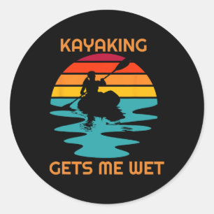 Sonnenuntergang Frauen Kayaking Macht Mich Nass Ka Runder Aufkleber