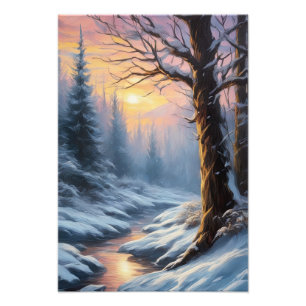 Sonnenuntergang, Frostwald Fotodruck