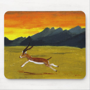 Sonnenuntergang-Gazellentierkunst Mousepad