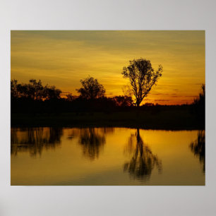 Sonnenuntergang, Gelbes Wasser, Billabong Poster