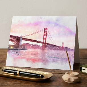Sonnenuntergang Golden Gate Bridge Pastell in San Dankeskarte
