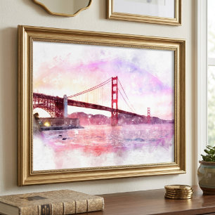 Sonnenuntergang Golden Gate Bridge Pastell in San  Fotodruck