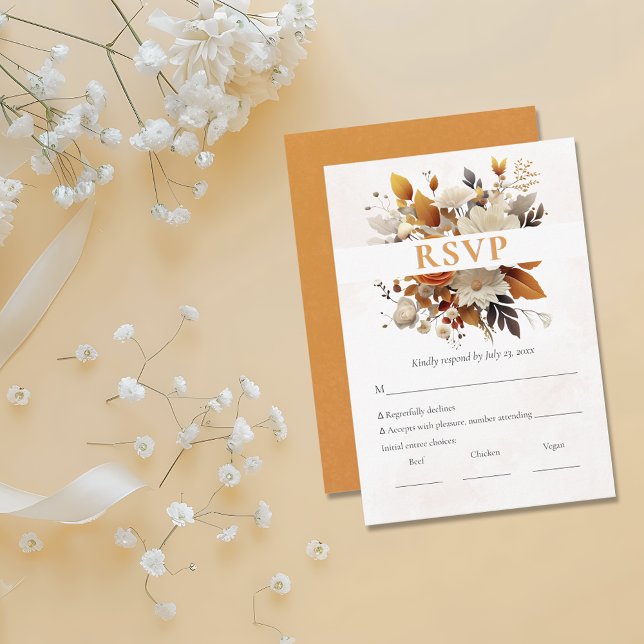 Sonnenuntergang Herbst Florals Wasserfarben UAWG RSVP Karte (Von Creator hochgeladen)