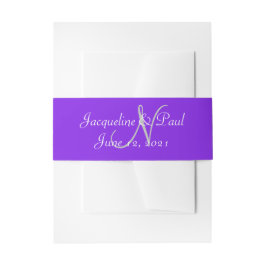 Sonnenuntergang Herzviolett Monogramm Silberbauchb Einladungsbanderole