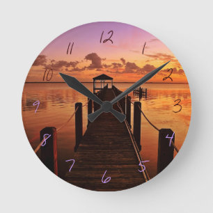 Sonnenuntergang-Himmel Runde Wanduhr