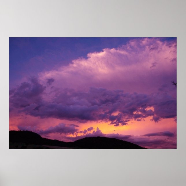 Sonnenuntergang Himmelfahrt Lila Landschaft Natur  Poster (Vorne)