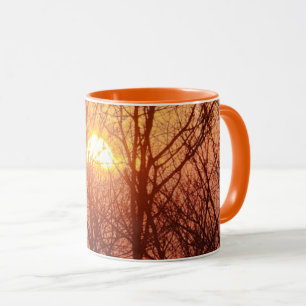Sonnenuntergang hinter den Bäumen Tasse