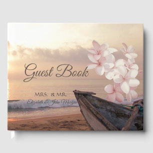 Sonnenuntergang Hochzeit am Strand, Plumeria Gästebuch