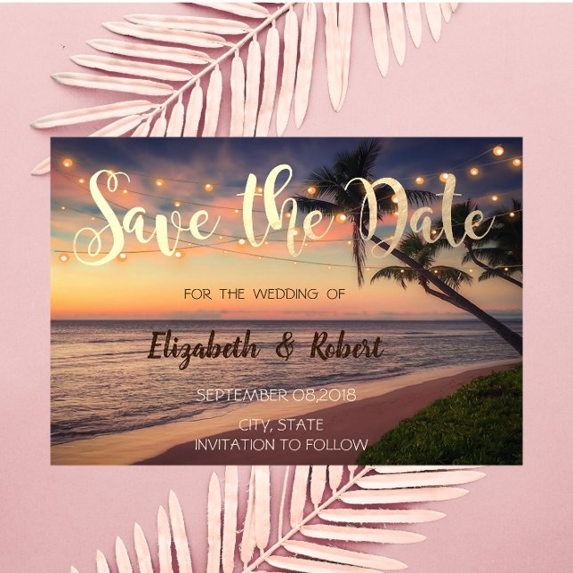 Sonnenuntergang, Hochzeit, Palmen, Lichter Save th The Date (Von Creator hochgeladen)