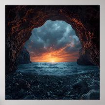 Sonnenuntergang Höhle - Dramatische Küstenmauer Ku