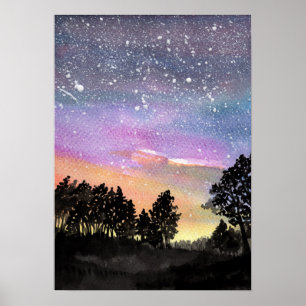 Sonnenuntergang-Holz Poster