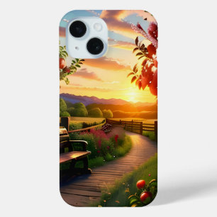 Sonnenuntergang im Berg mit Apfelbaum-Landschaft Case-Mate iPhone Hülle