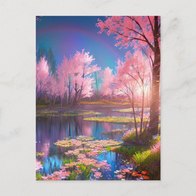 Sonnenuntergang im Feuchtgebiet enthüllt Postkarte (Vorderseite)