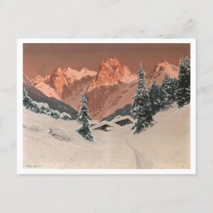 Sonnenuntergang im Kaisertal, schneebedeckte Berge Postkarte