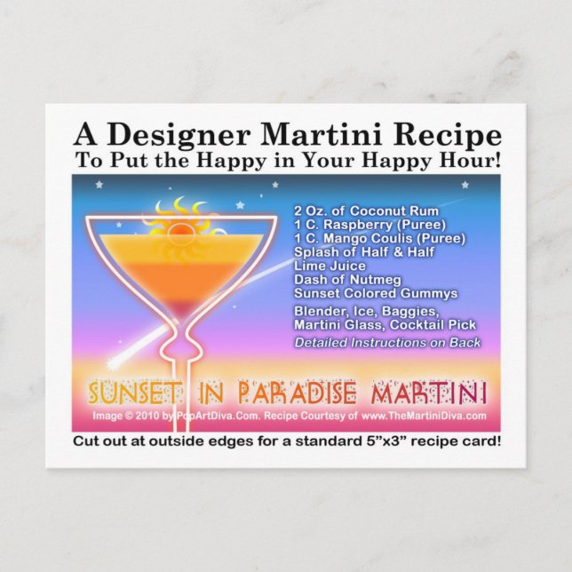 Sonnenuntergang im Paradis Martini Rezept Postkart Postkarte (Vorderseite)