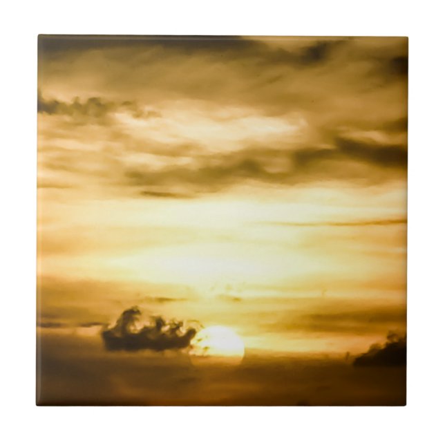 Sonnenuntergang im Pazifik Fliese (Vorderseite)