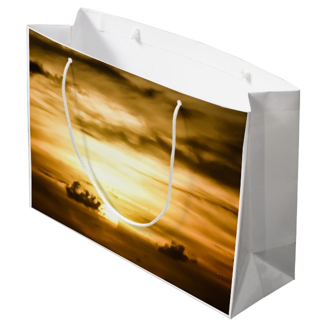 Sonnenuntergang im Pazifik Große Geschenktüte (Rückseite Schrägansicht)