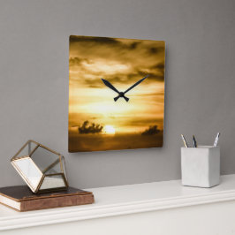 Sonnenuntergang im Pazifik Quadratische Wanduhr