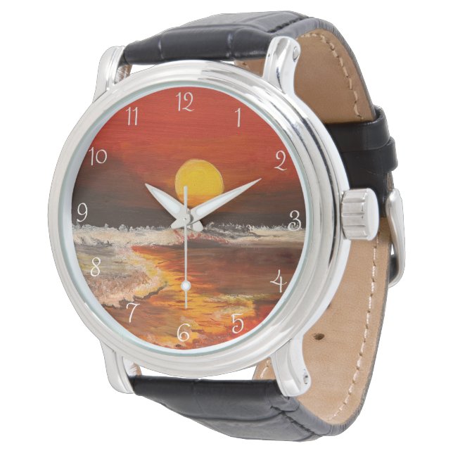 Sonnenuntergang im Pazifik, von Gary Poling Armbanduhr (Schrägansicht)