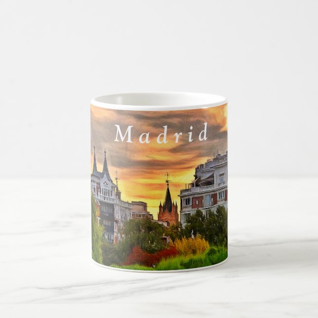 Sonnenuntergang im Retiro Park in Madrid Kaffeetasse (Mittel)