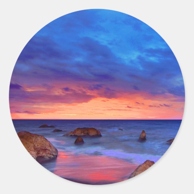 Sonnenuntergang im tropischen Meer Runder Aufkleber (Vorderseite)