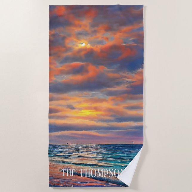 Sonnenuntergang im tropischen Meer Strandtuch (Vorderseite)