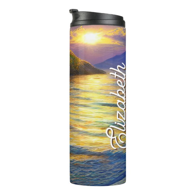 Sonnenuntergang im tropischen Meer Thermosbecher (Nach rechts gedreht)