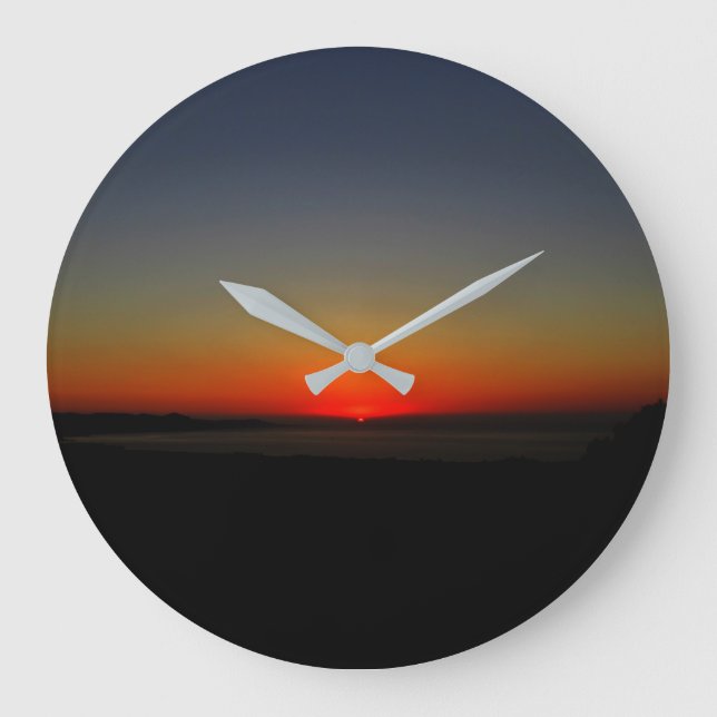 Sonnenuntergang im Wasser Große Wanduhr (Vorderseite)