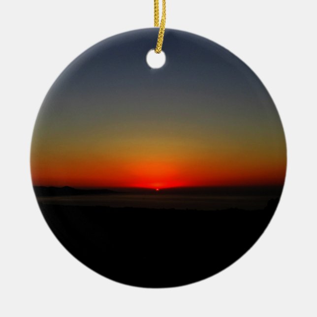 Sonnenuntergang im Wasser Keramik Ornament (Vorne)