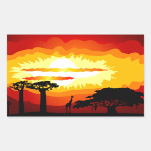 Sonnenuntergang in Afrika Rechteckiger Aufkleber
