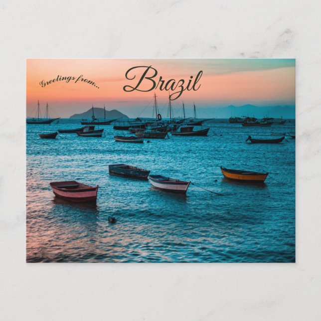 Sonnenuntergang in Armação de Búzios Brasilien Postkarte (Vorderseite)