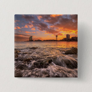 Sonnenuntergang in Barcelona Button