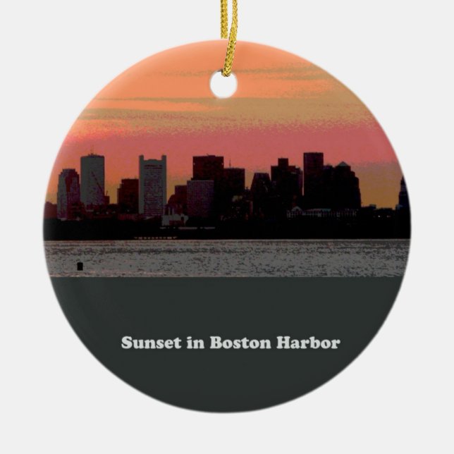 Sonnenuntergang in Boston-Hafen Keramikornament (Vorne)
