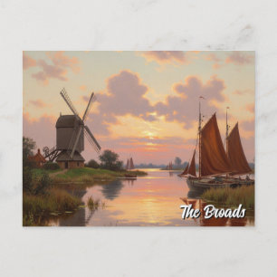 Sonnenuntergang in Broads England Reisen Postkarte
