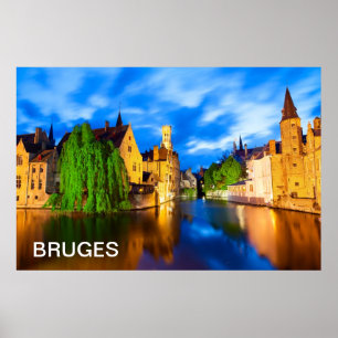 Sonnenuntergang in Brügge. Belgien Poster