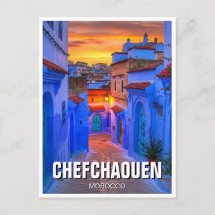 Sonnenuntergang in Chefchaouen Marokko Reise Postkarte