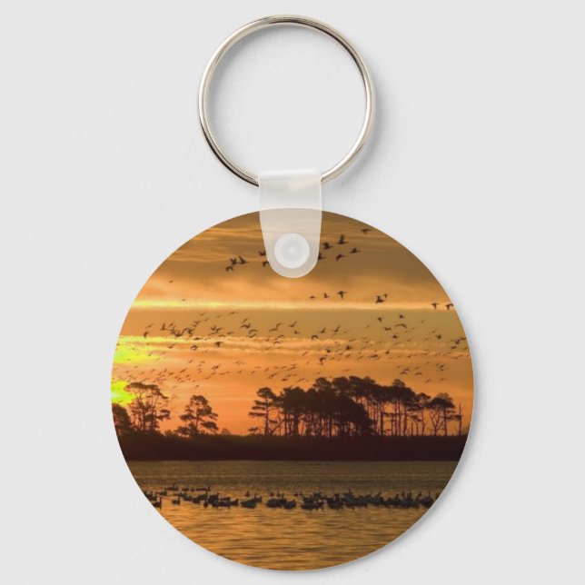 Sonnenuntergang in Chincoteague Schlüsselanhänger (Vorderseite)