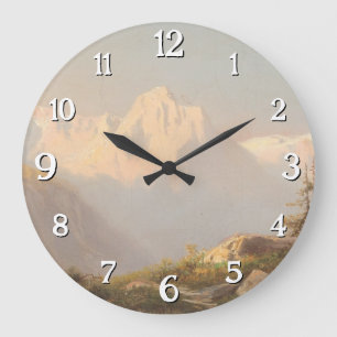 Sonnenuntergang in den Bergen - Carl Lafite Große Wanduhr