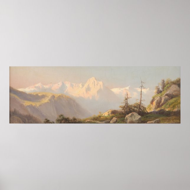 Sonnenuntergang in den Bergen Carl Lafite Poster (Vorne)