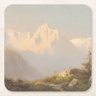Sonnenuntergang in den Bergen - Carl Lafite Rechteckiger Pappuntersetzer